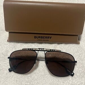 Burberry Brown Aviator Sunglasses with Tan Case